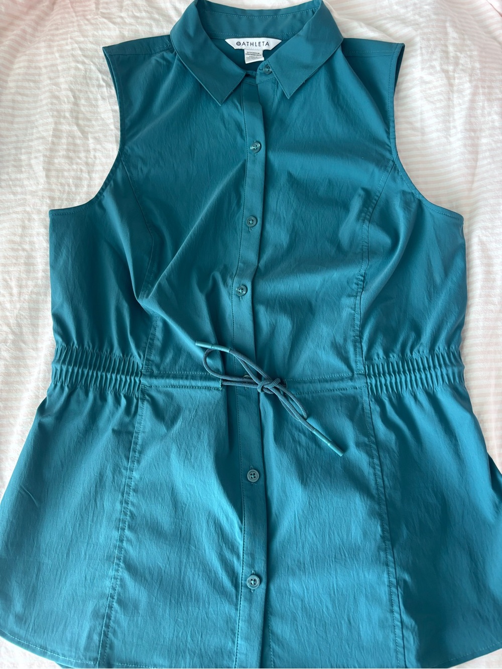 Athleta Teal Collared Sleeveless Button Top